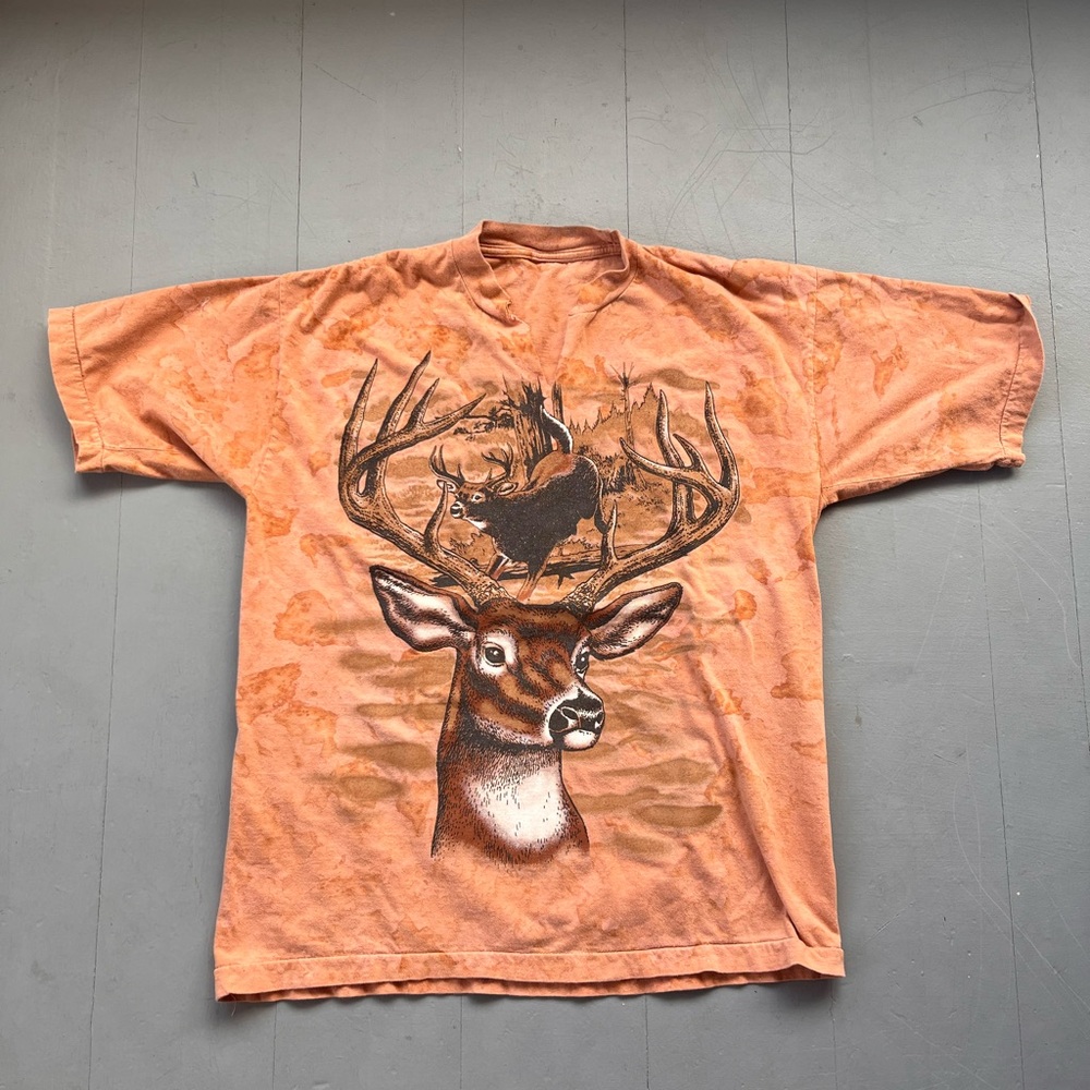Orange graphic deer nature shirt
